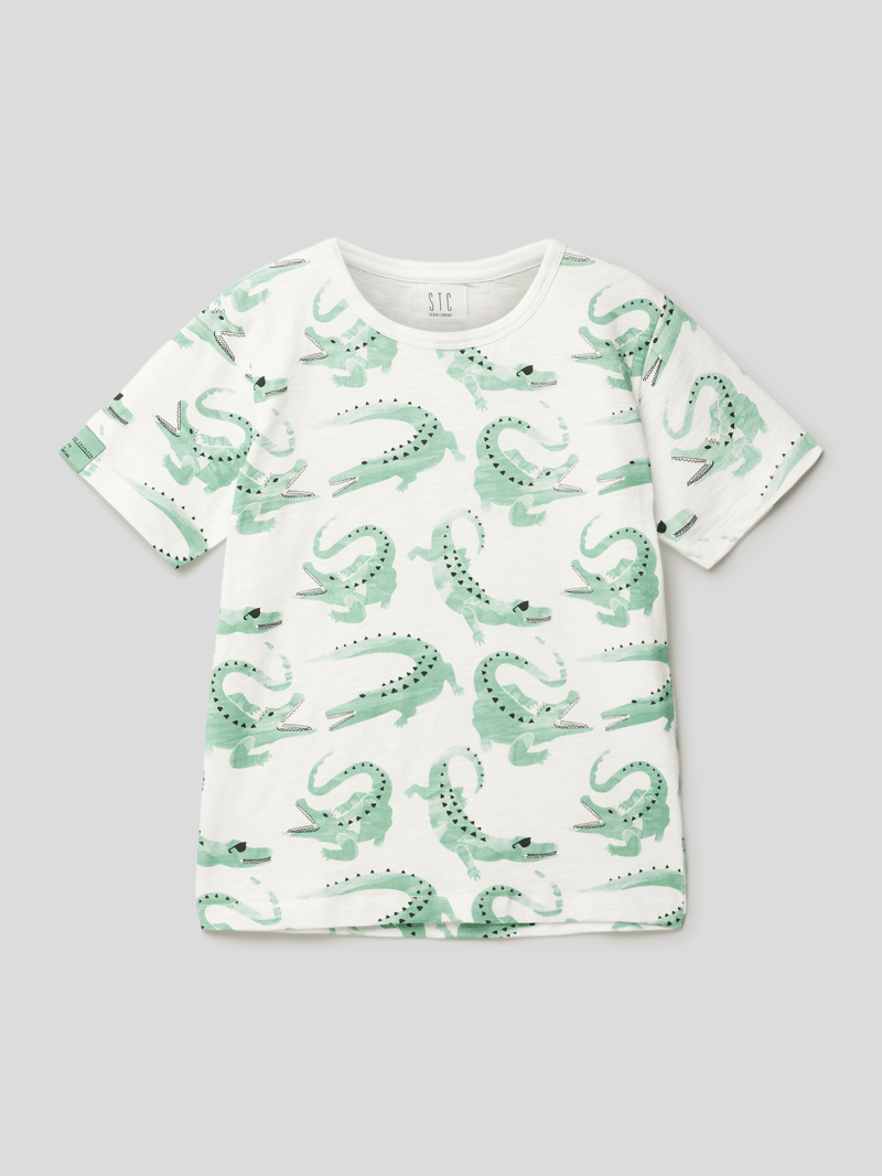 T-Shirt mit Allover-Muster in weiß