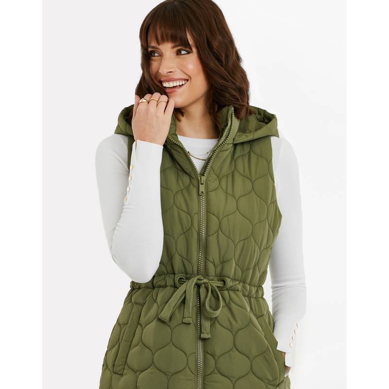 Threadbare THB Crush Quilted Long Line Gillet Longweste Damen