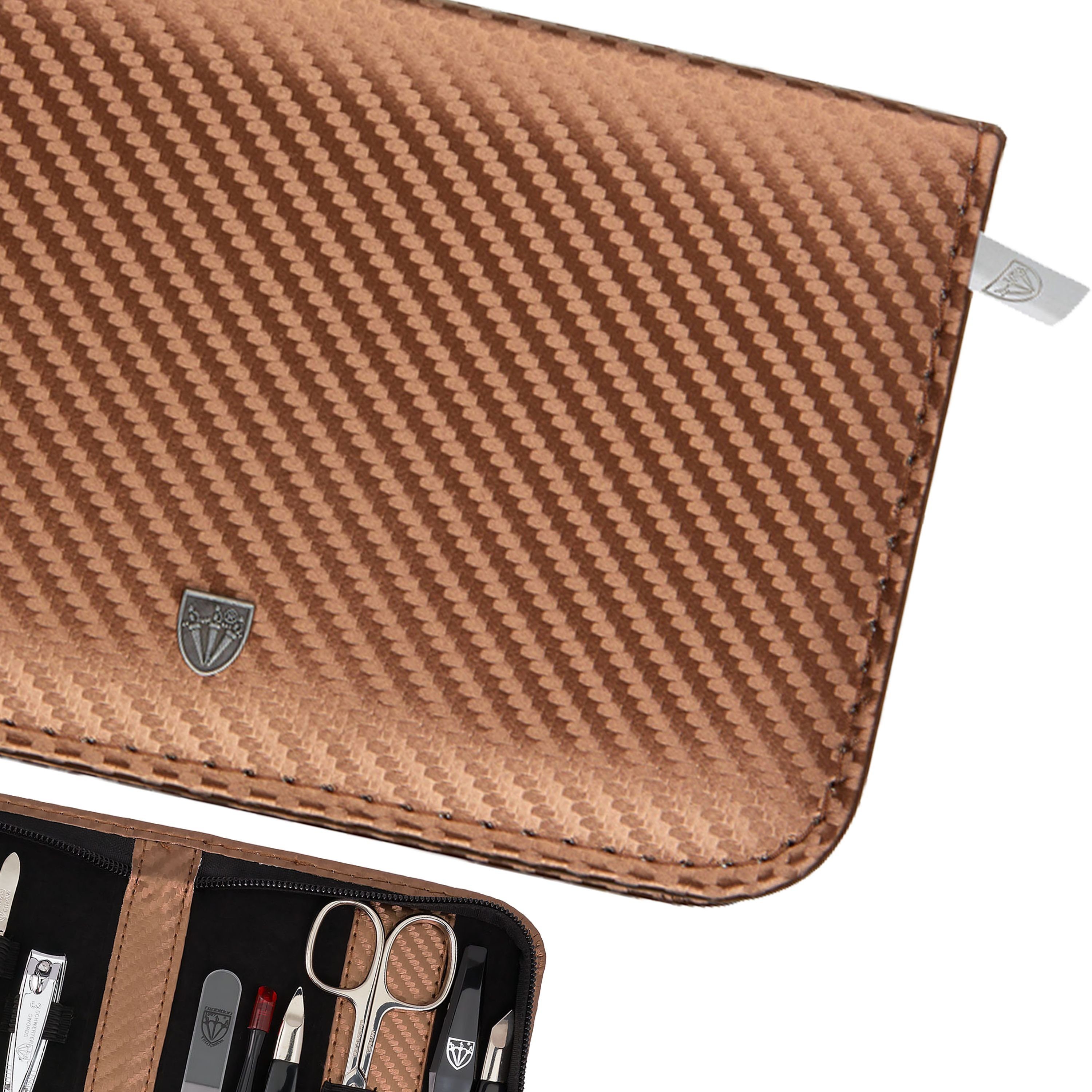 3 SCHWERTER Maniküre-Etui, London 12-teilig ALL-IN-ONE mit Glas- und Saphirnagelfeile