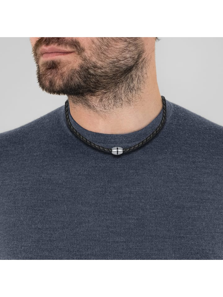 True Rebels Kette Edelstahl in schwarz günstig kaufen 48 cm
