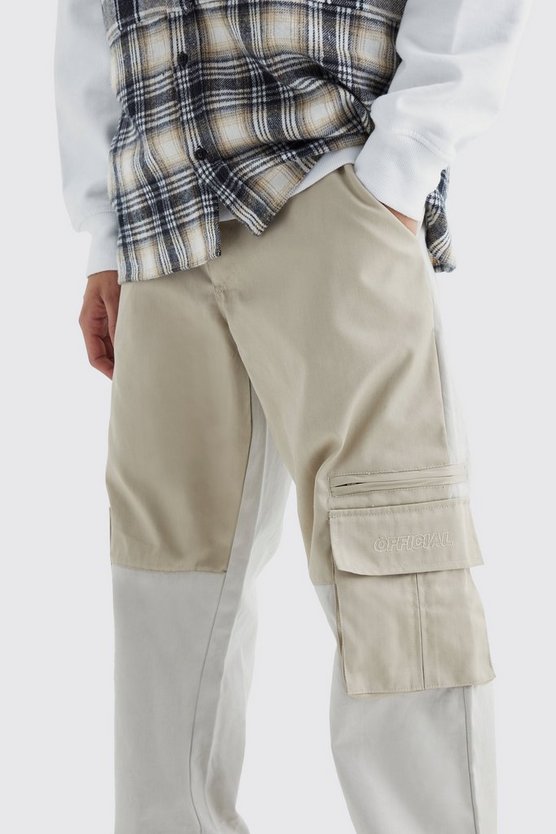 Lockere Colorblock Cargo-Hose mit Official-Logo
