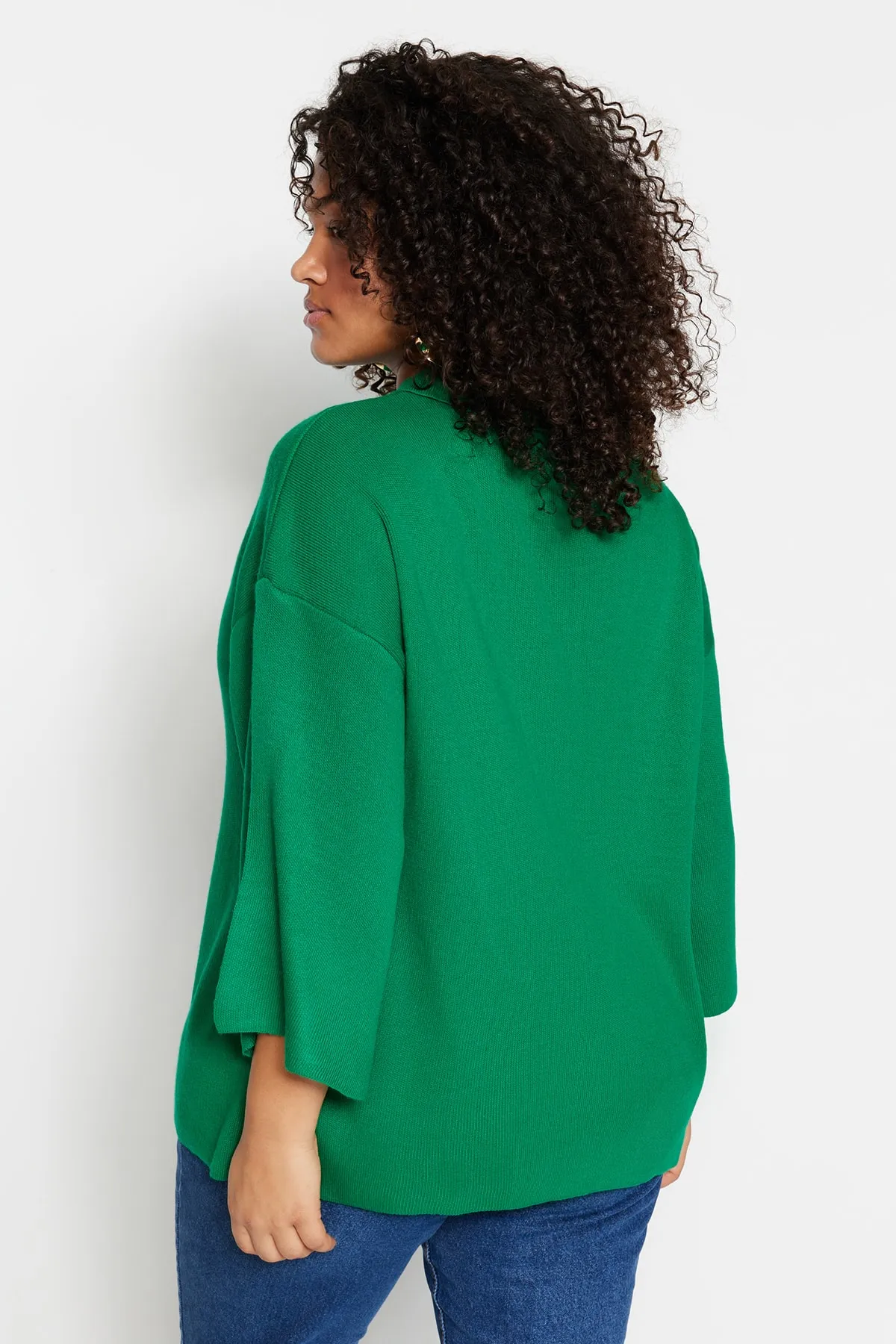 Trendyol Curve  Grüner Strickpullover mit Reißverschluss und Details TBBAW23AN00056