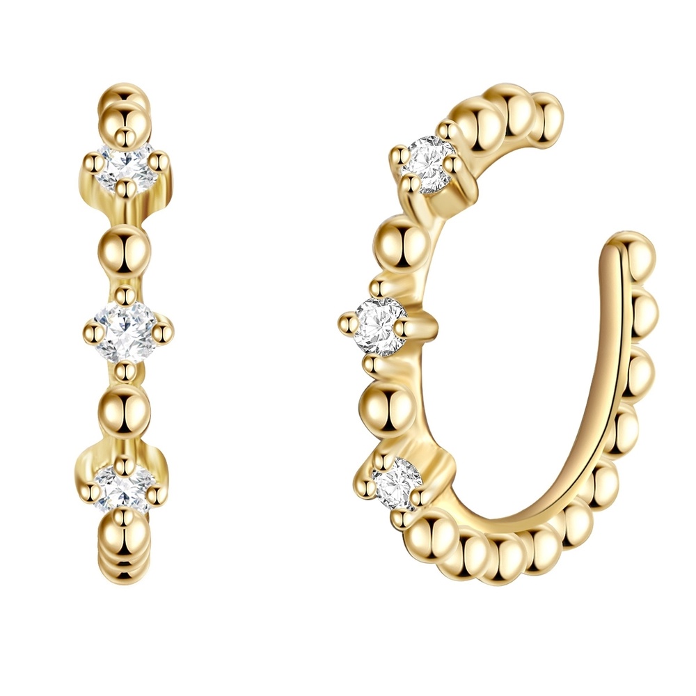 Glanzstücke München Manchette d'oreille en argent Argent sterling Oxyde de zirconium (CZ) en Or jaune Boucles d'oreilles