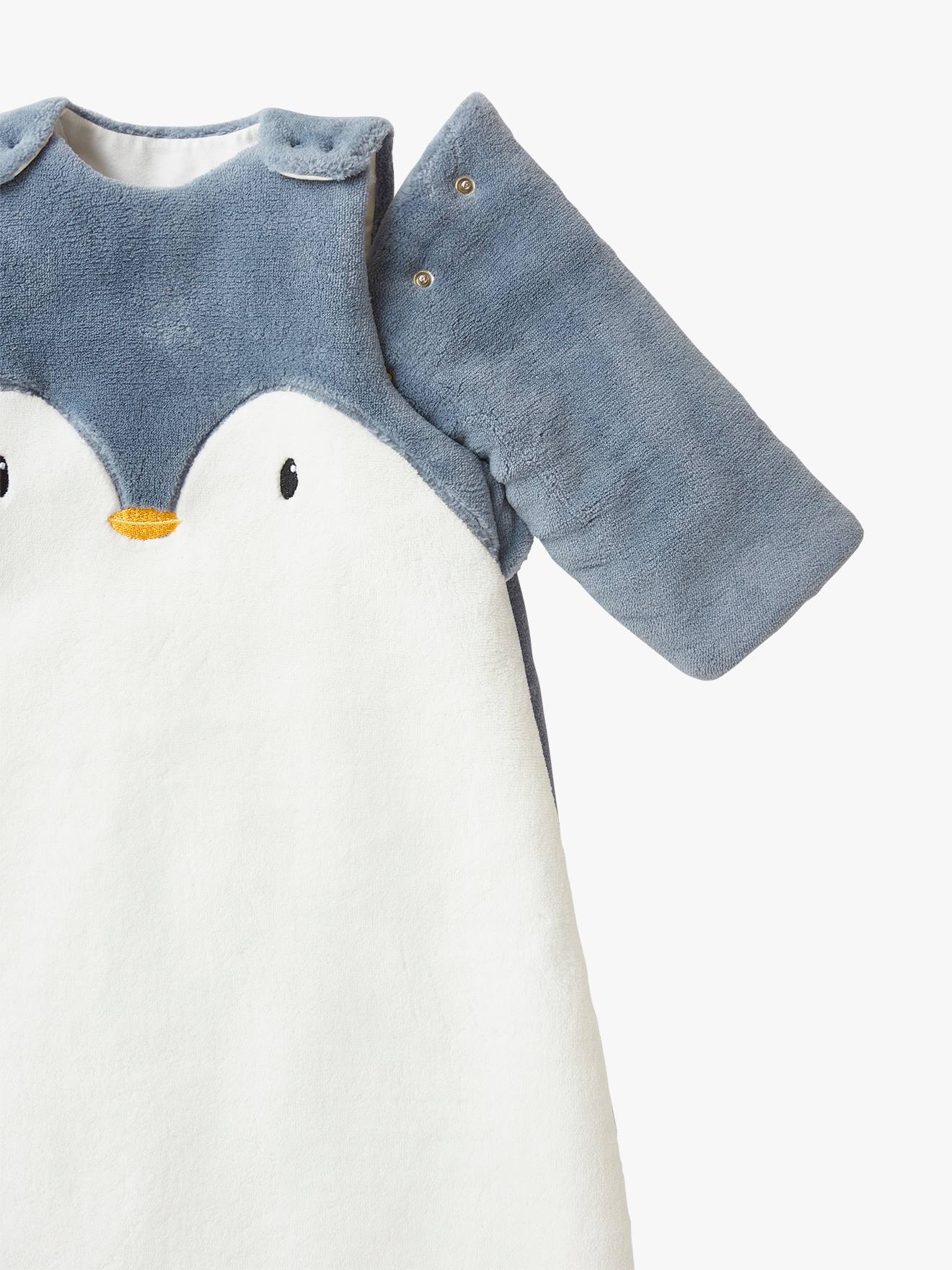 Vertbaudet Baby Winterschlafsack PINGUIN, Ärmel abnehmbar - wollweiß/blau