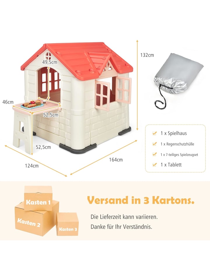 COSTWAY Spielhaus 3-8 Jahre in Rosa günstig kaufen 165 cm