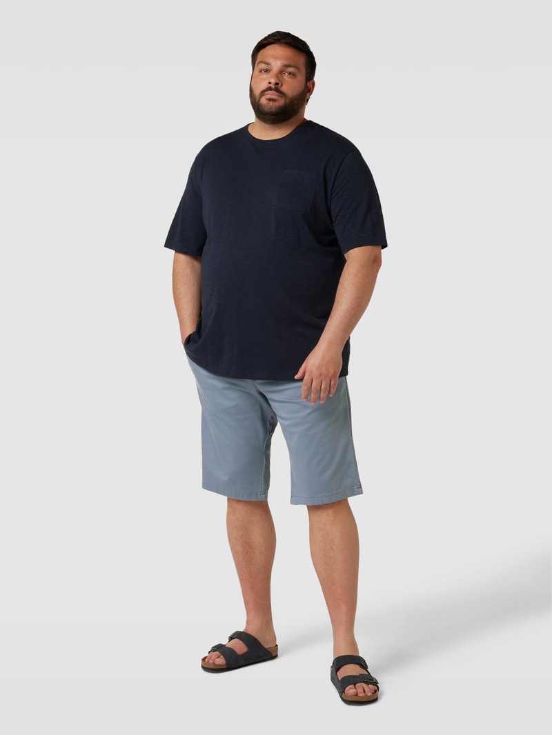 PLUS SIZE Chinoshorts mit fixierten Beinumschlägen Modell 'BOWIE' in blau