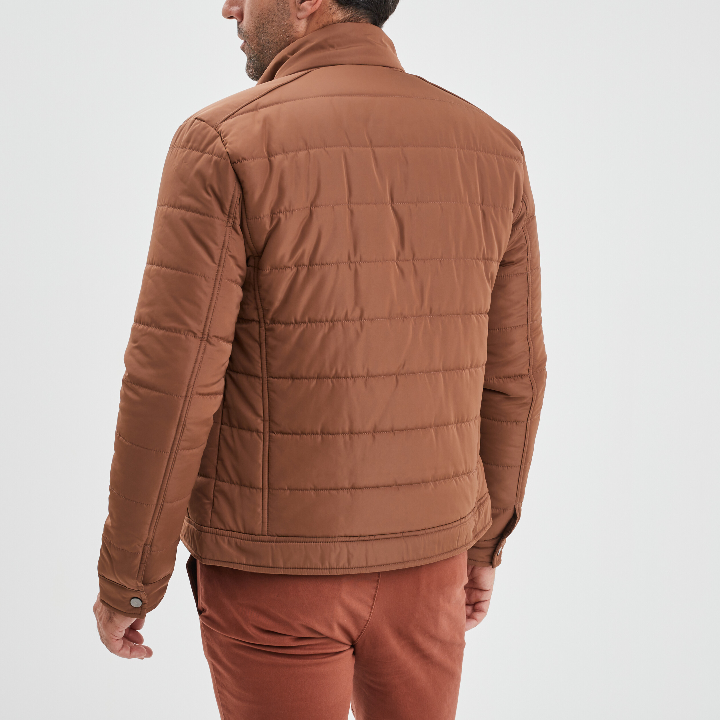 Blouson court zippé col montant marron homme | La Halle
