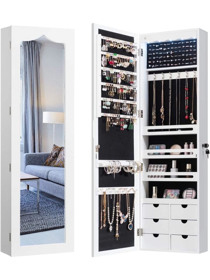 COSTWAY Schmuckschrank mit LED in Weiß günstig kaufen 120 cm