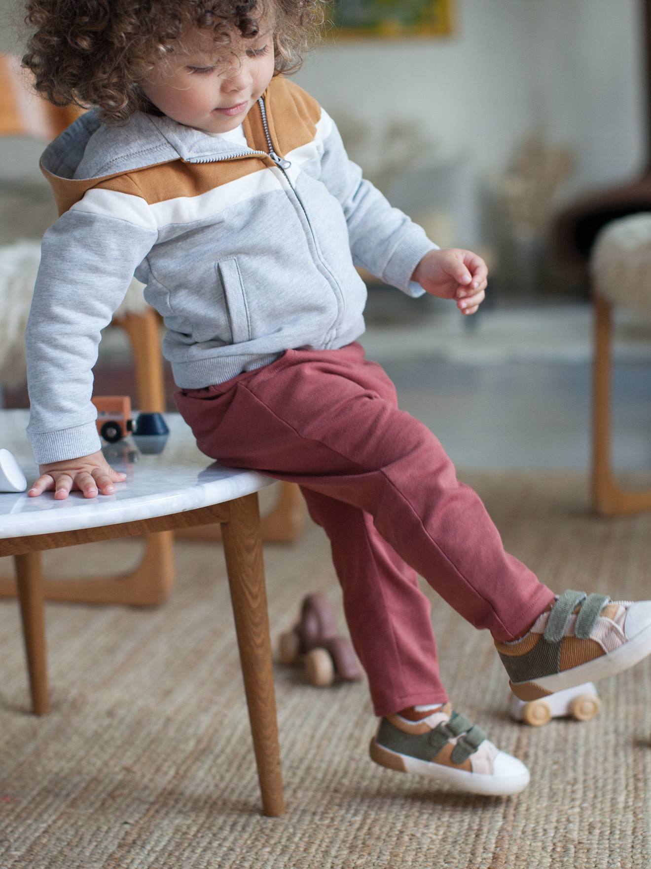Gilet zippé bébé garçon à capuche bordeaux