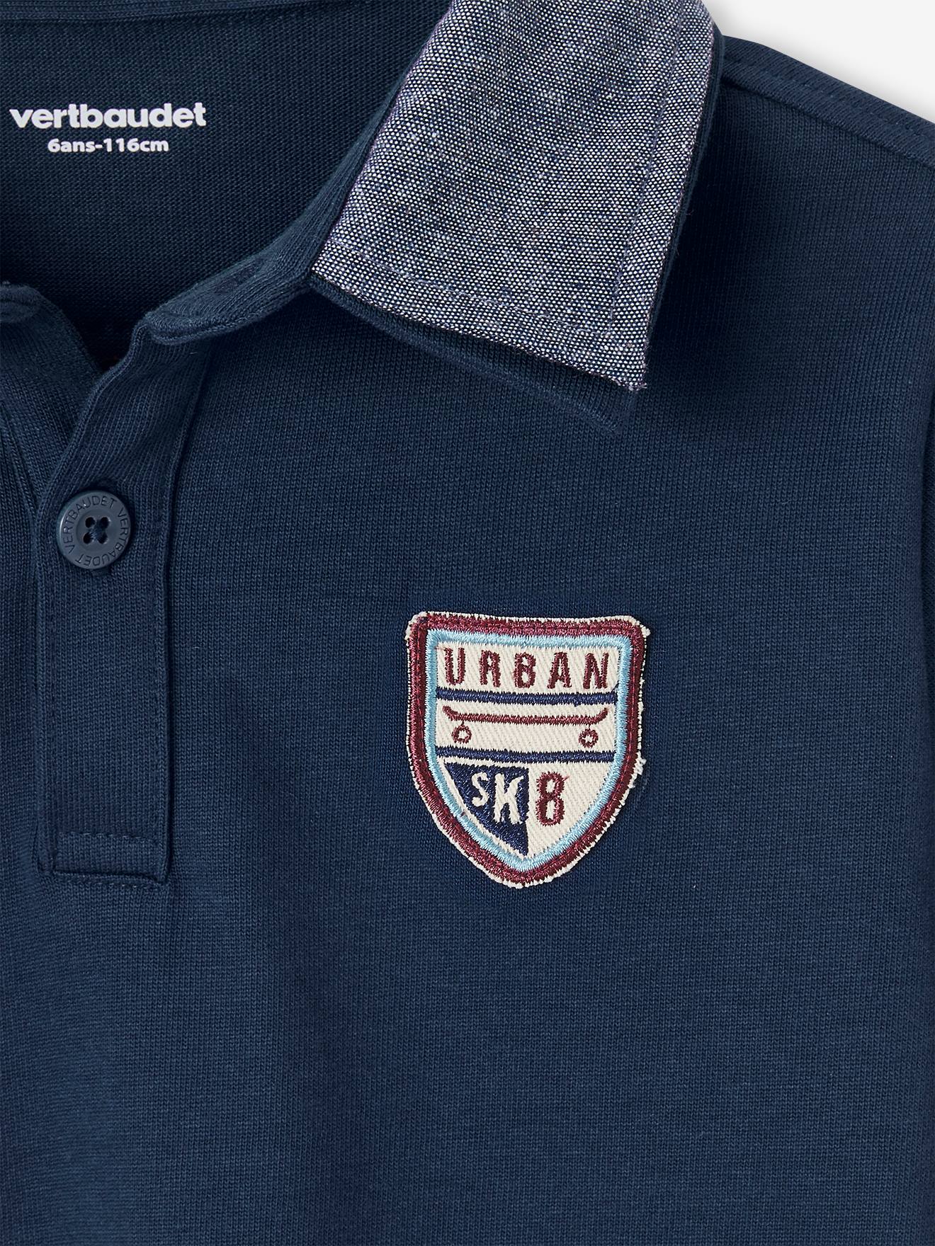 Vertbaudet Jungen Poloshirt, 2-in-1-Look, personalisierbar - bordeaux