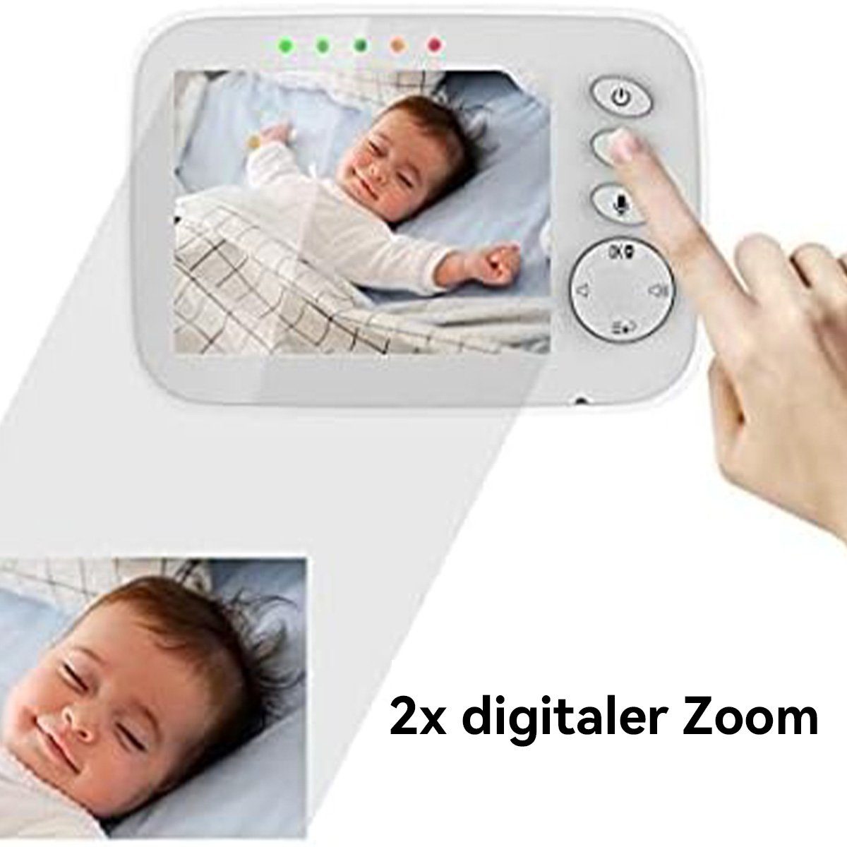 Hikeren Babyphone Baby Monitor mit Kamera Video, 2,4 GHz Gegensprechfunktion, Nachtsicht, 1-tlg., Temperaturüberwachung und Alarm; Zwei-Wege-Gegensprechanlage