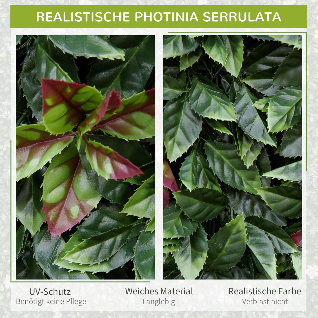 Outsunny 12 Stück künstliches Pflanzenwand Hecke 50x50
