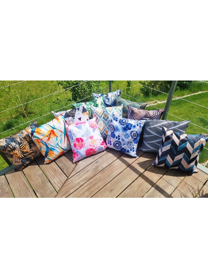 JACK Outdoor Dekokissen Motiv 45x45cm inkl. XXL Füllung in Linear Petrol günstig kaufen 45x45 cm