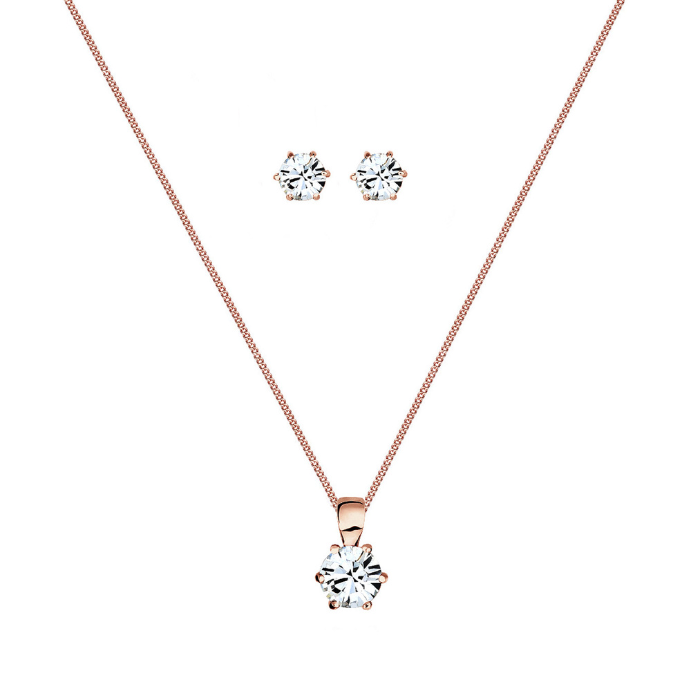 Elli Elli Ensemble de Bijoux Femmes Classique Solitaire Pendentif Set Clous d'oreilles Bijoux