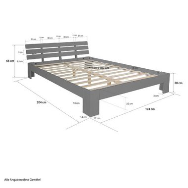 Homestyle4u Holzbett Doppelbett mit Matratze Lattenrost 120x200 cm Bett
