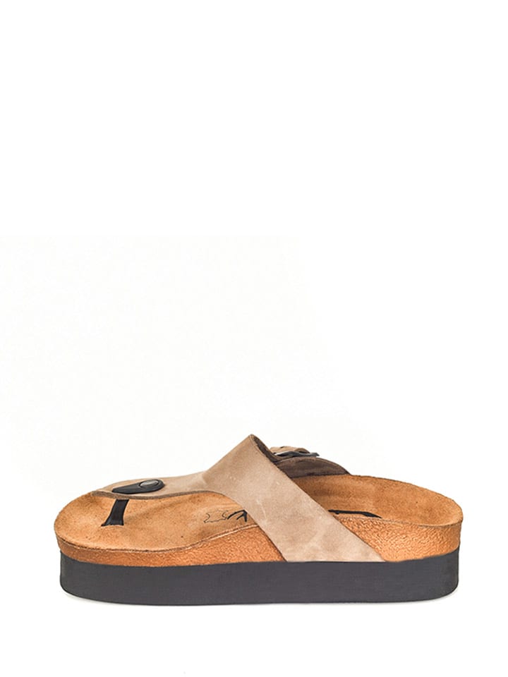 Moosefield Leder-Zehentrenner in Beige günstig kaufen