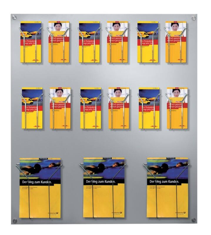 Kerkmann Focus DIN A4 Wandprospekthalter Wandmontiert Silber 6201 75 x 6,5 x 100 cm