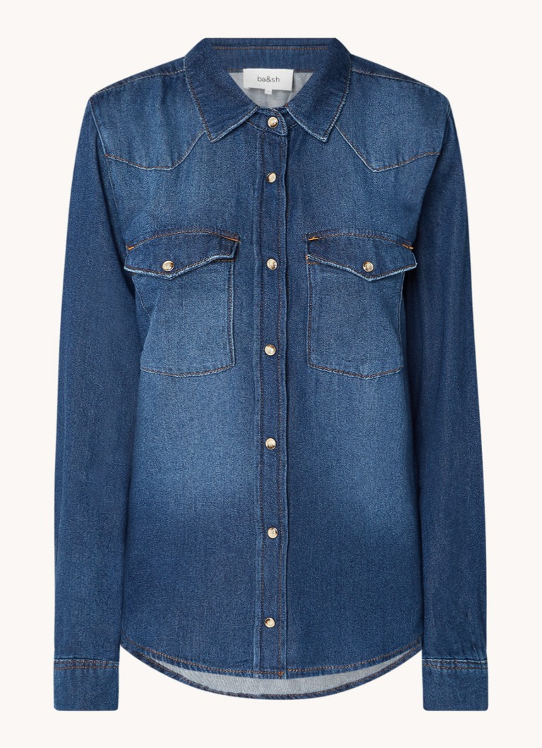 ba&sh  Walter blouse van denim met borstzakken