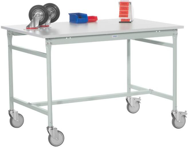 Manuflex Beistelltisch Mobil Basis Melamin Hellgrau 1.500 x 600 x 850 mm