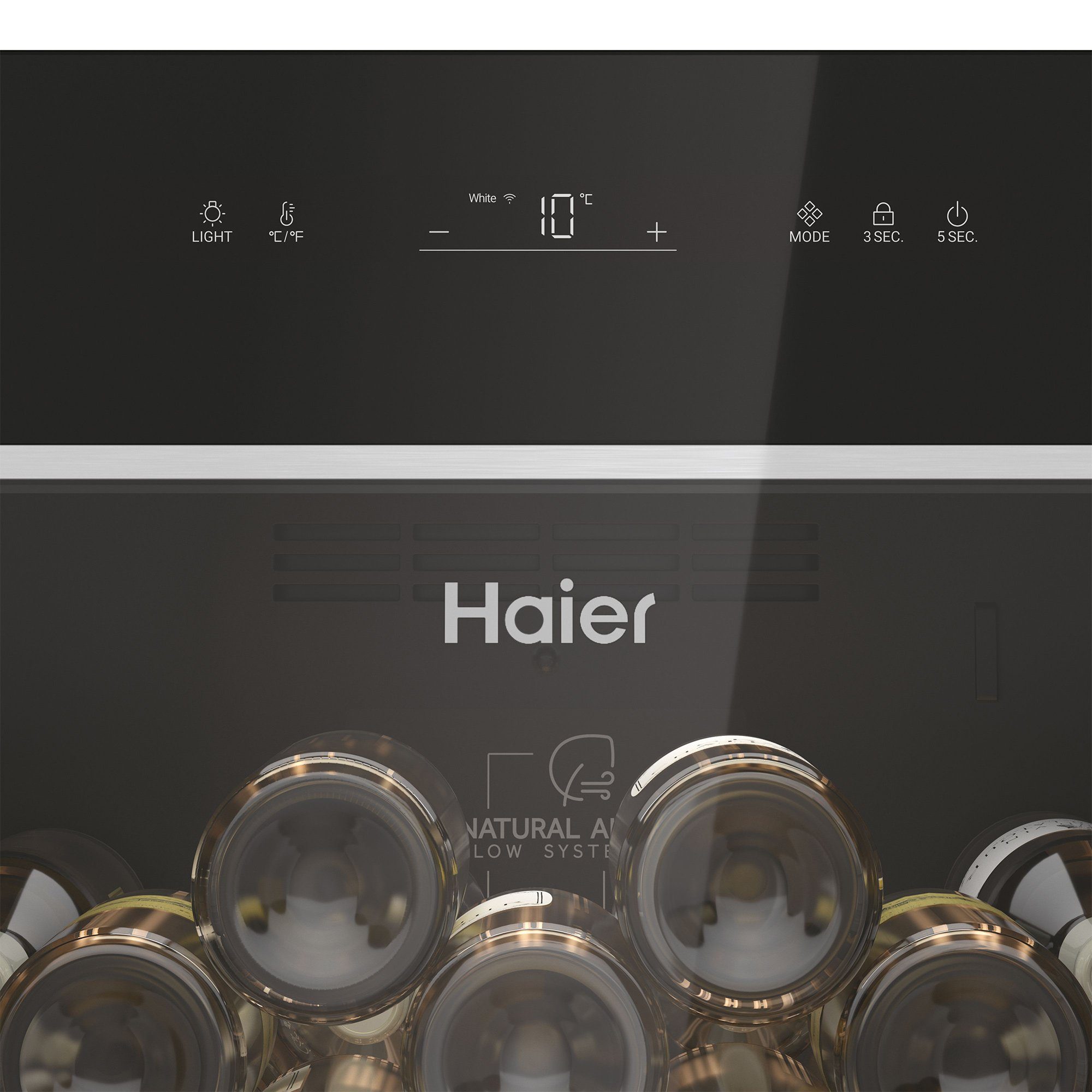 Haier Weinkühlschrank HWS247GGU1, für 247 Standardflaschen á 0,75l,Wifi und hOn App, Mono Zone, für 247 Flaschen, 3D LED