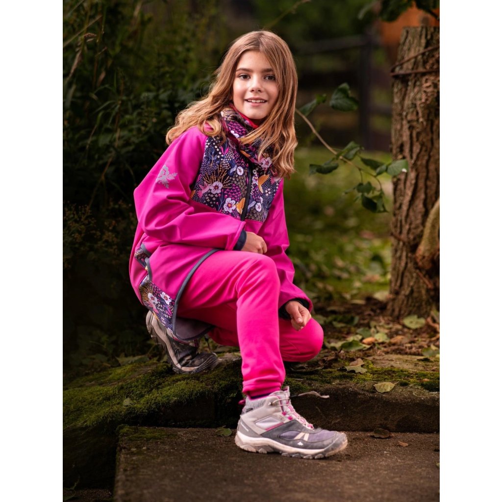 Unuo Sporty Fuchsia ungefütterte Kinder Softshellhose