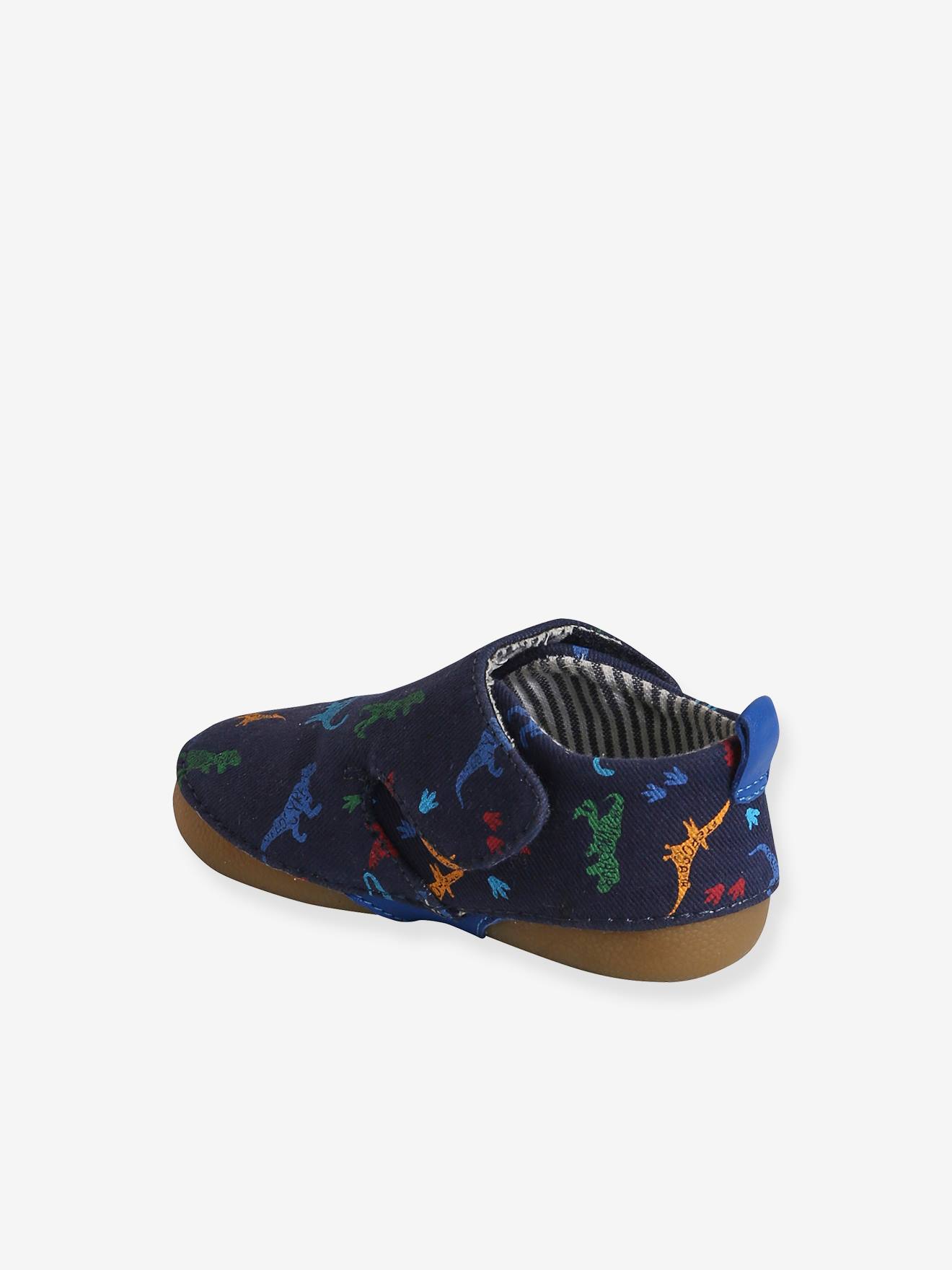 Chaussons scratchés bébé en toile marine