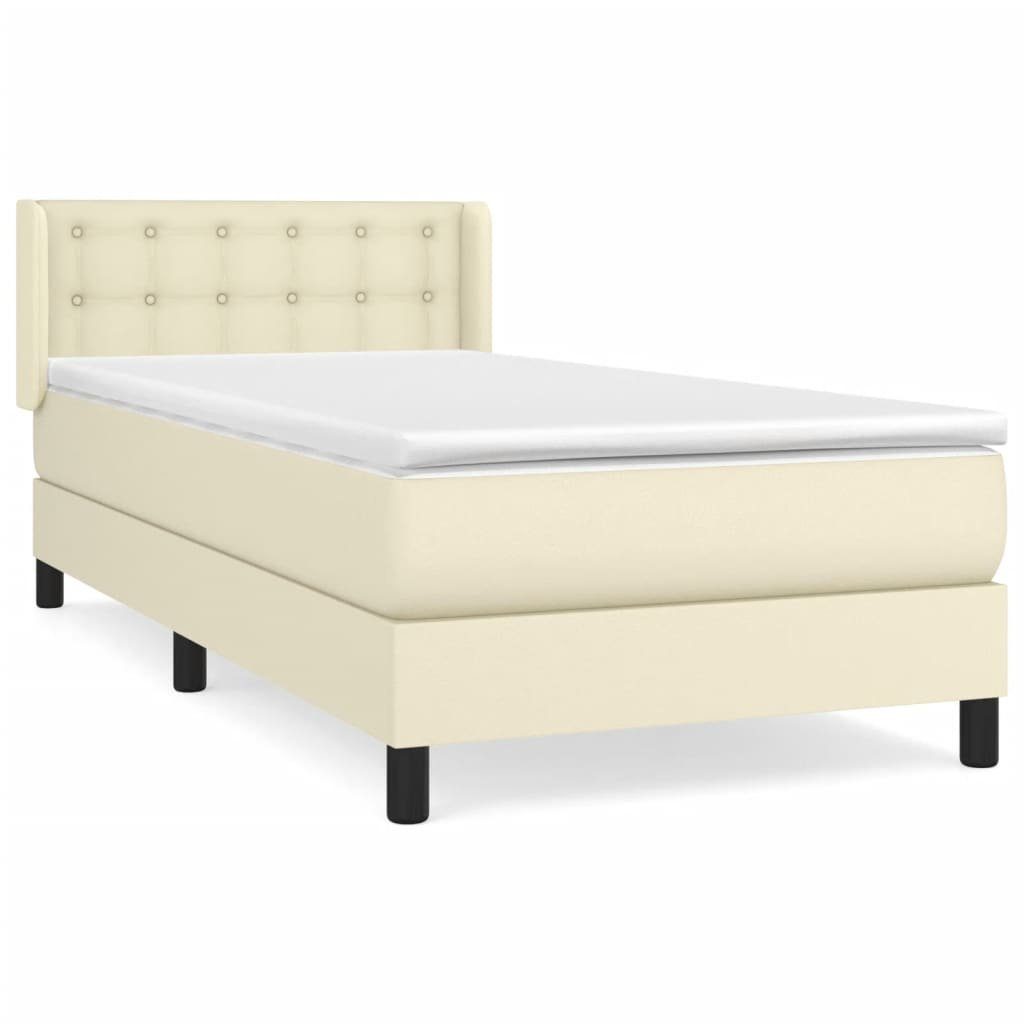 vidaXL Bett Boxspringbett mit Matratze Creme 80x200 cm Kunstleder