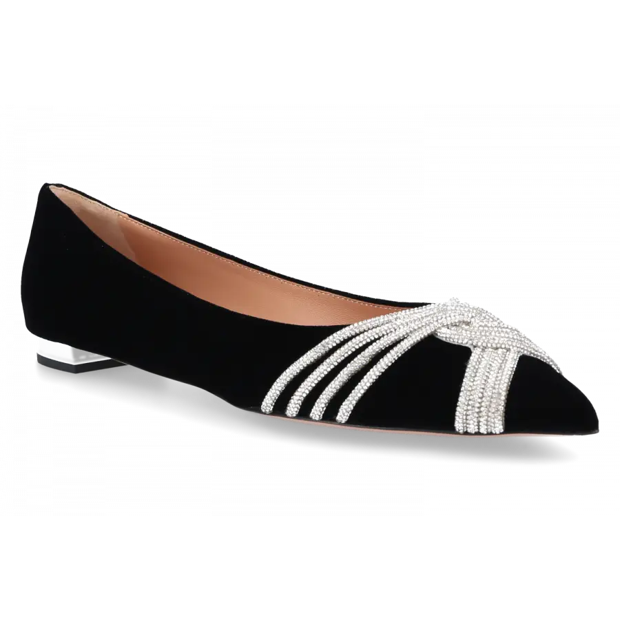 Aquazzura - Ballerinas GATSBY Veloursleder - schwarz