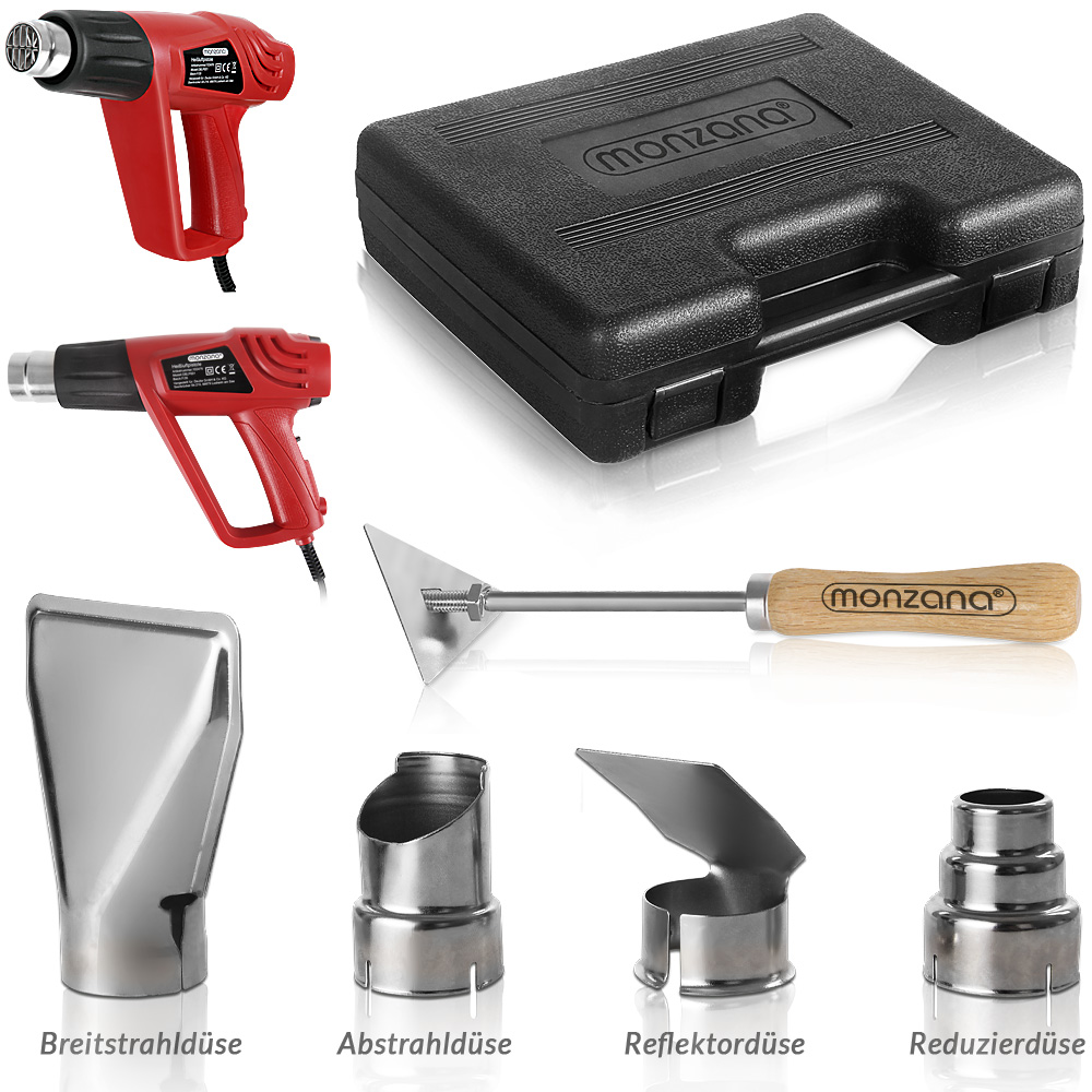 Casaria monzana® Heißluftpistole 2000 Watt inkl. Zubehör und Koffer
