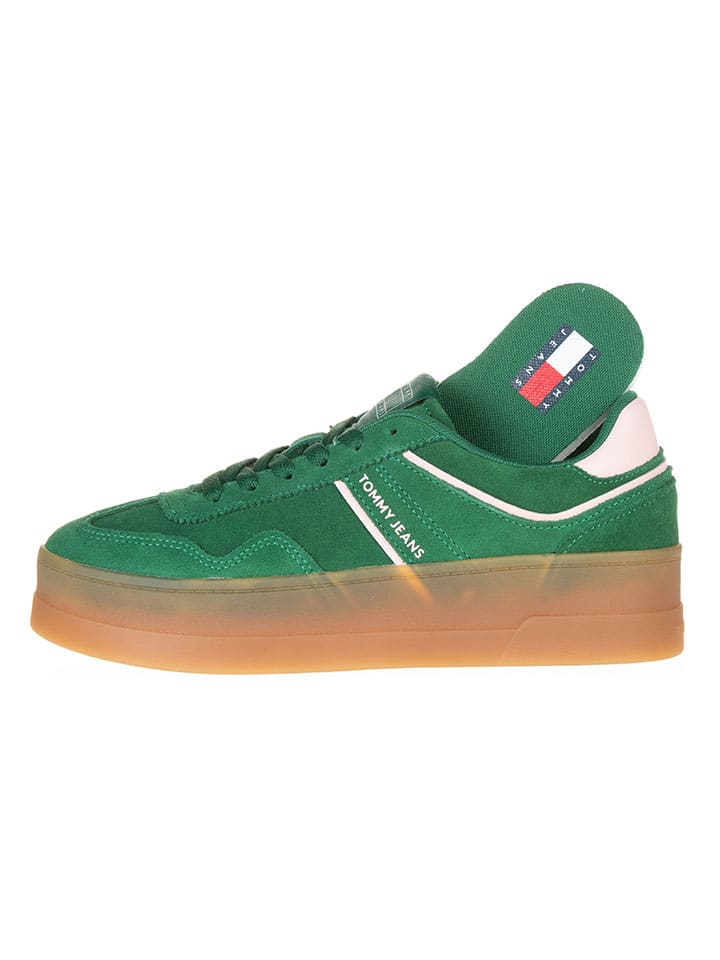 Tommy Hilfiger Shoes Leder-Sneakers in Grün günstig kaufen