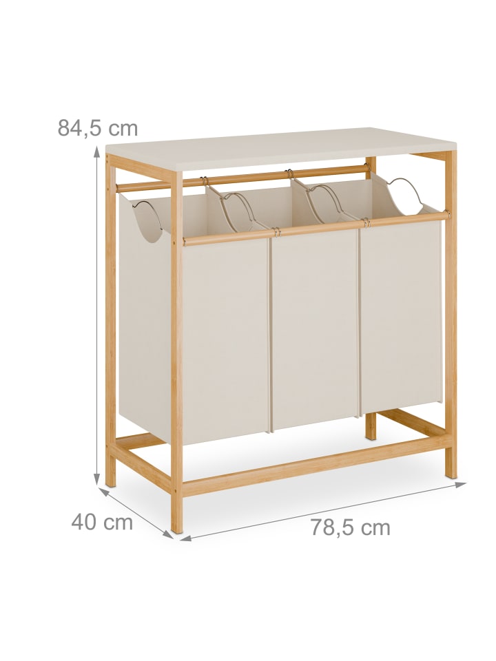 relaxdays Wäschesammler in Natur/ Creme  - (B)78,5 x (H)84,5 x (T)40 cm günstig kaufen onesize