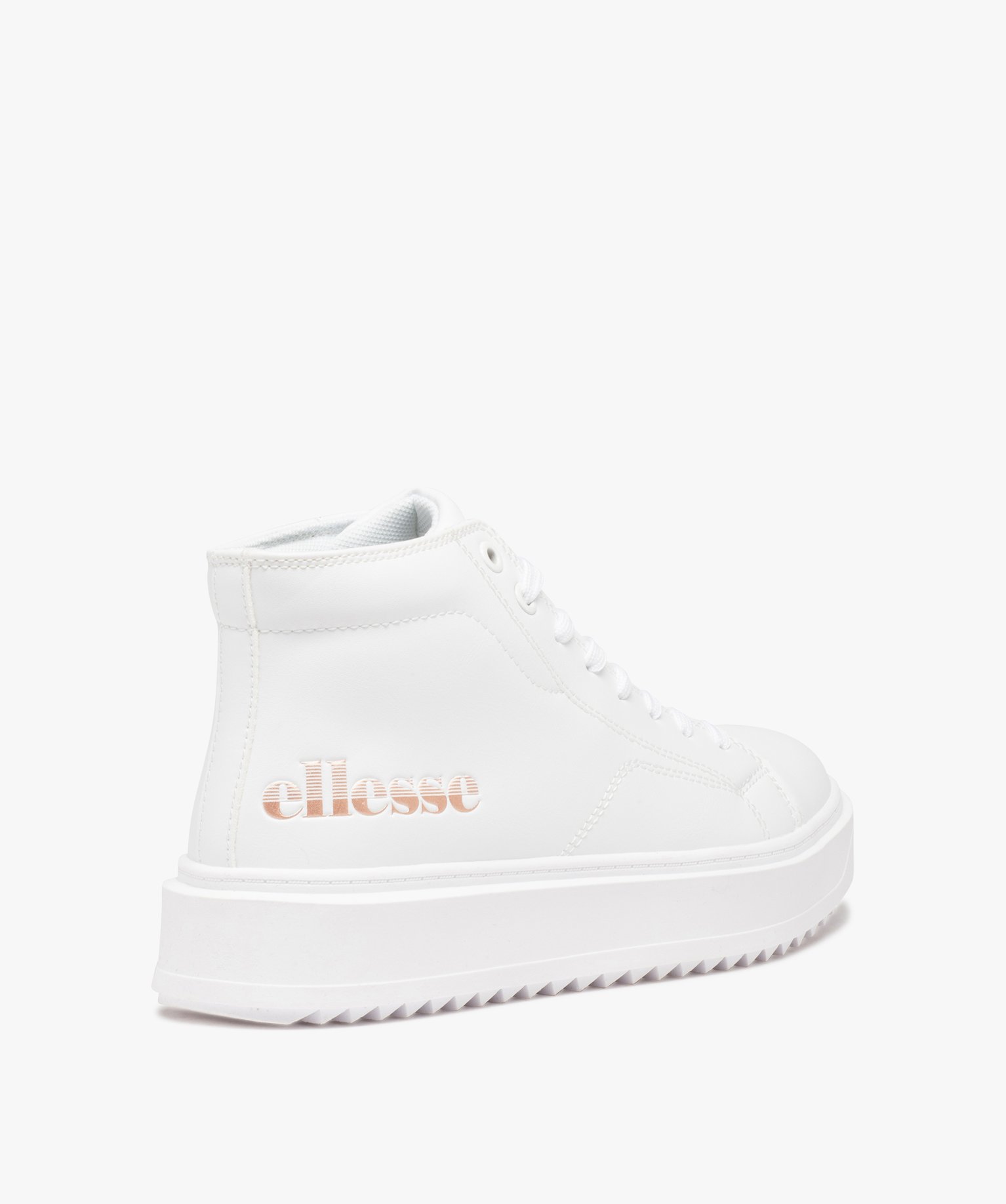 Baskets femme mid-cut unies à semelle épaisse crantée - E... blanc | GEMO