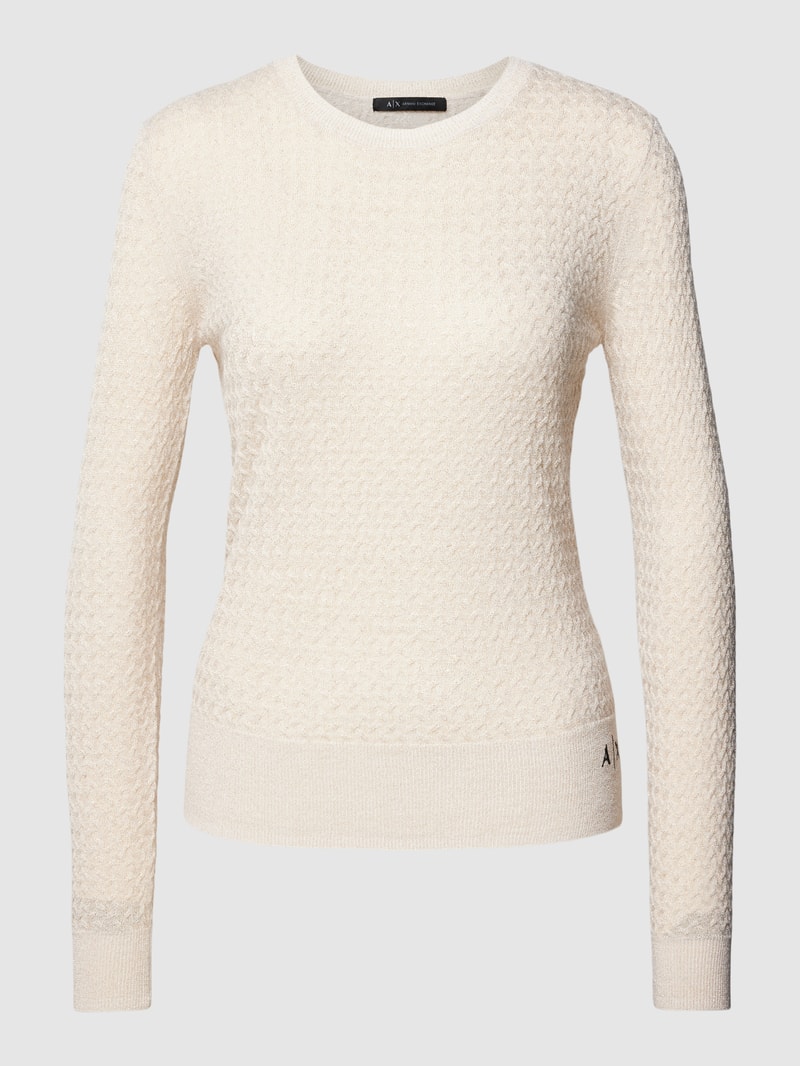 Strickpullover mit Logo-Stitching in gold