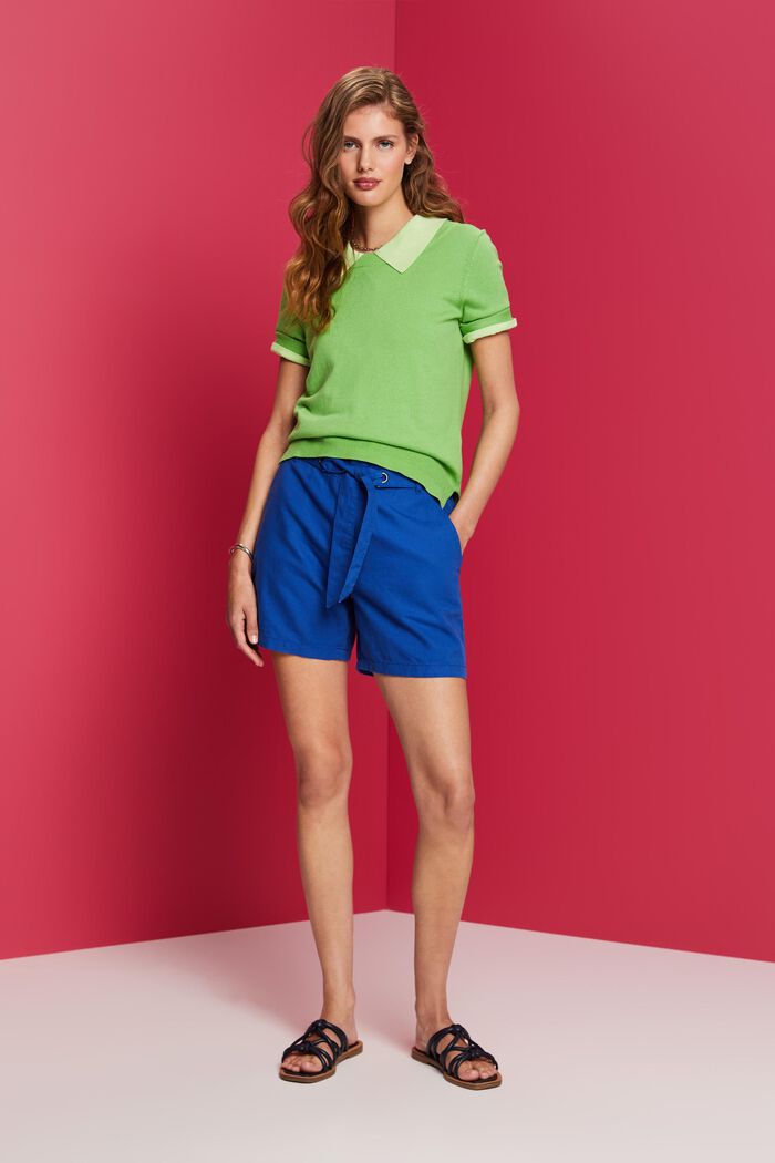 Shorts mit Bindegürtel, Baumwoll-Leinenmix