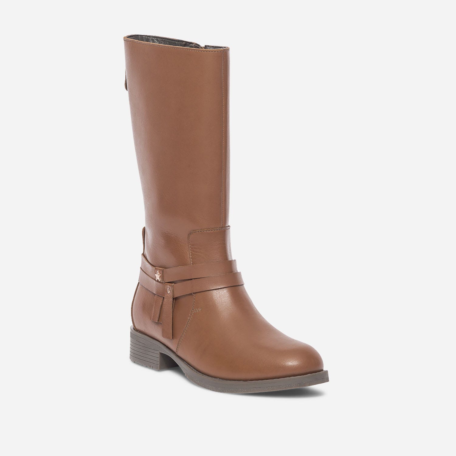 Botte camel en cuir à double bride