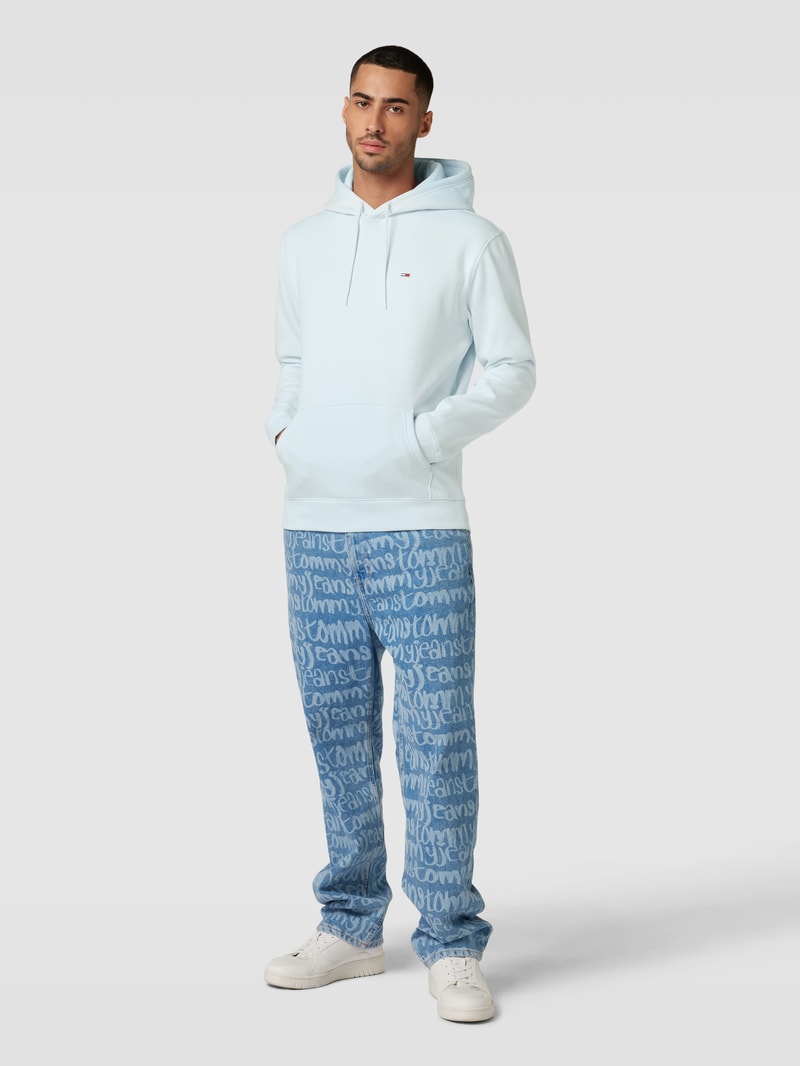 Hoodie mit Label-Stitching in hellblau