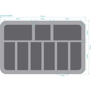 Feldherr 110 mm Half-Size Schaumstoff mit 9 Fächern und angeklebtem Boden