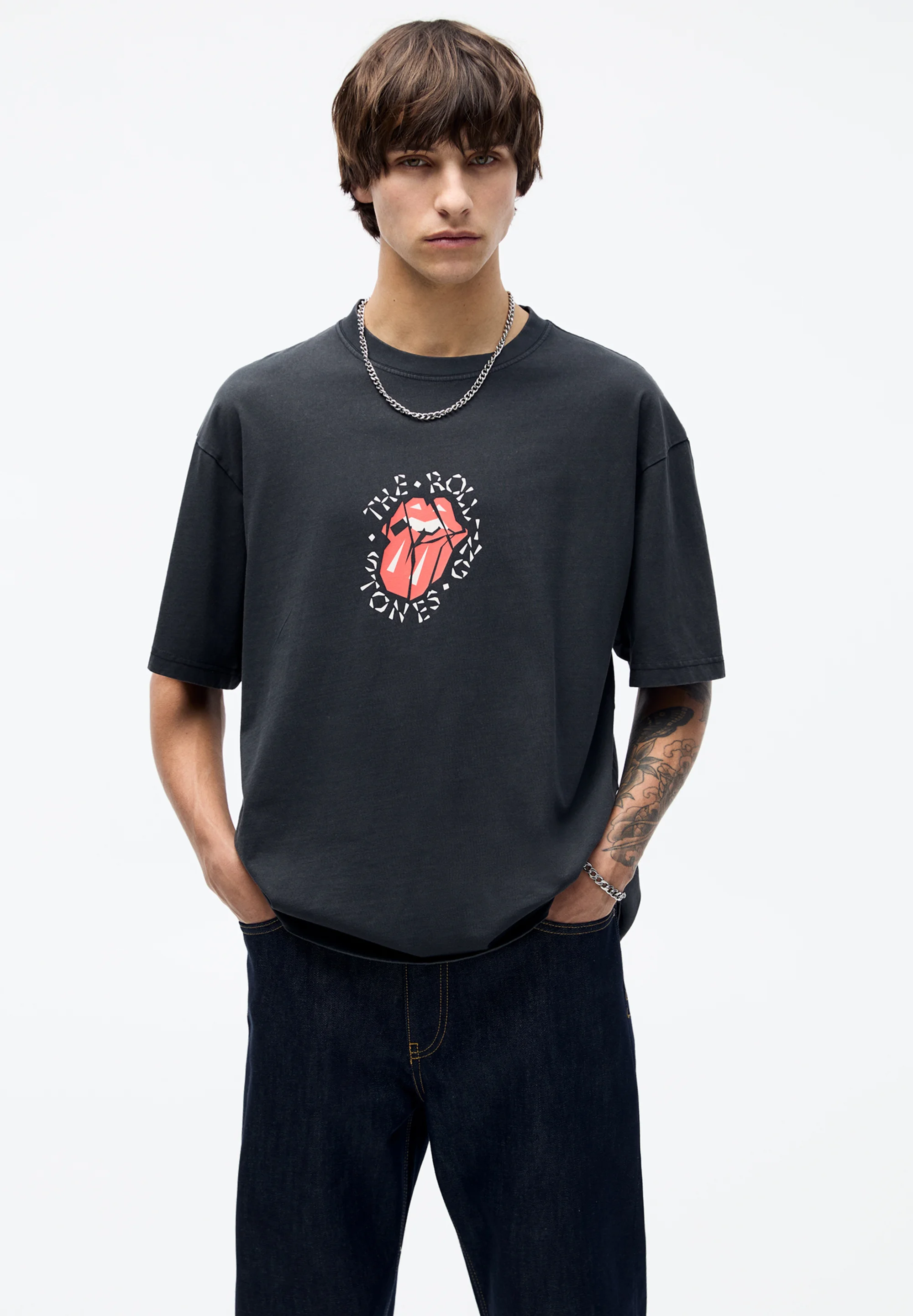 PULL&BEAR WASHED ROLLING STONES - Camiseta con estampado