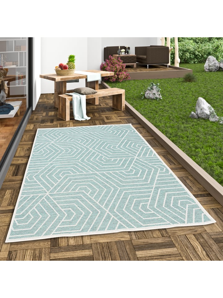 Pergamon In & Outdoor Teppich Flachgewebe Ottawa Trend in Mintgrün günstig kaufen