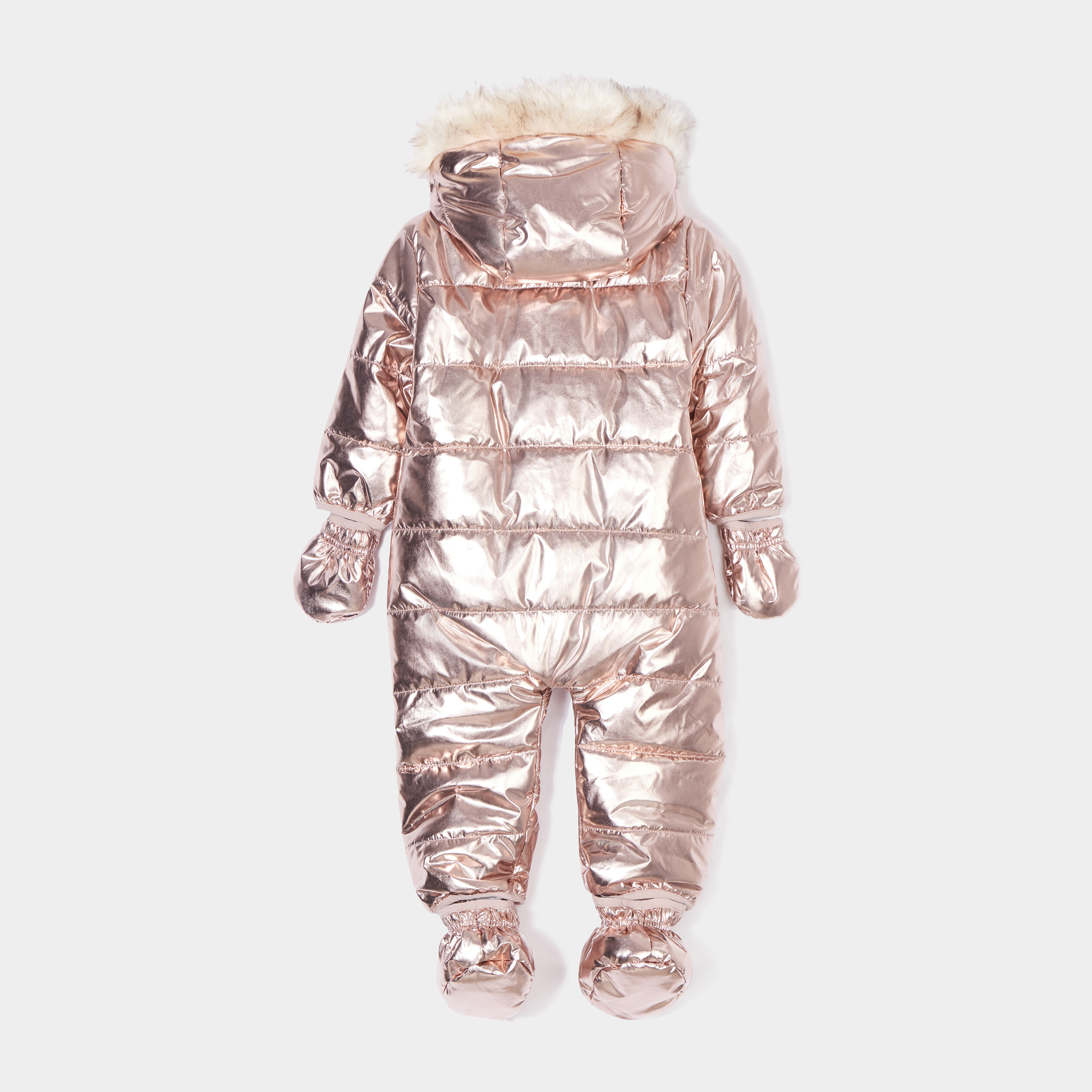 Combinaison pilote métallisée à capuche rose pastel bébé fille | La Halle