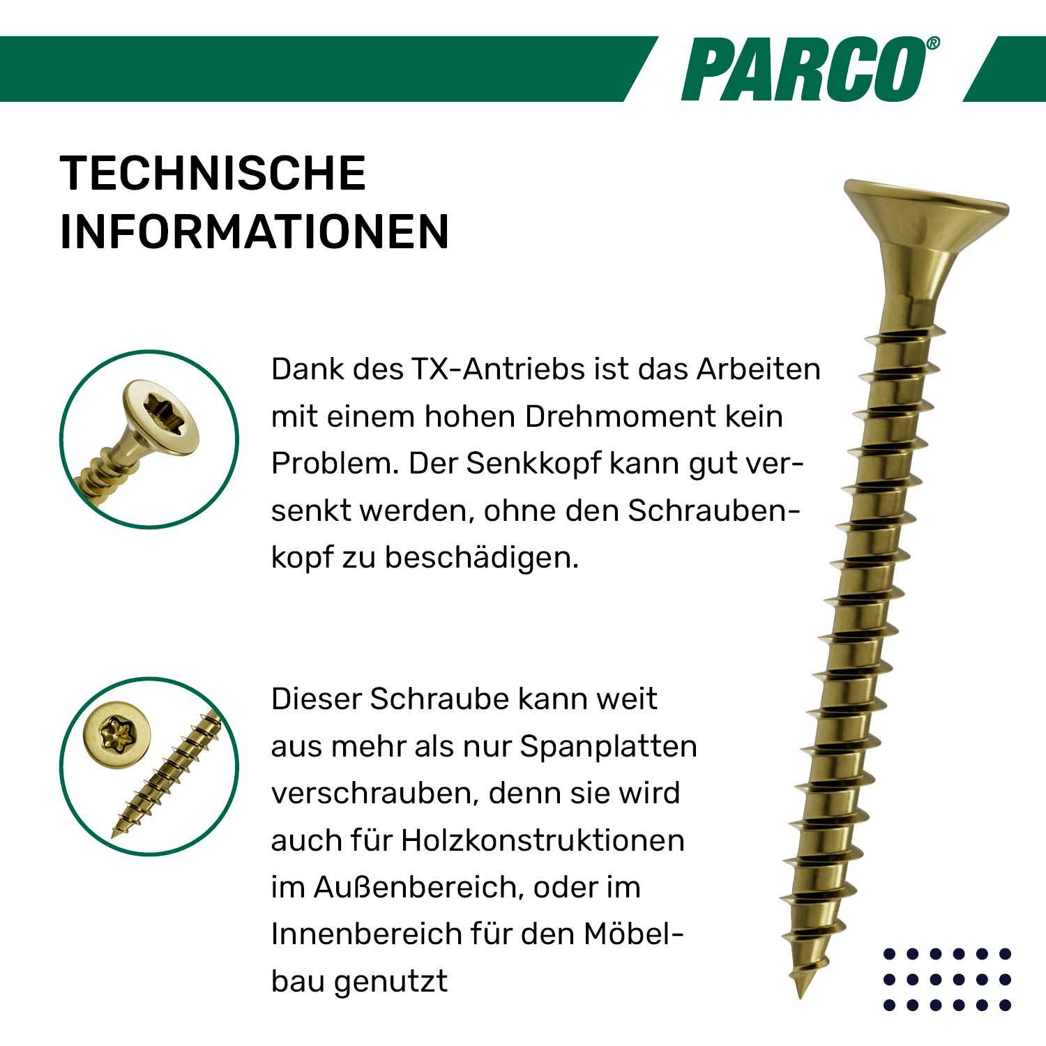 PARCO Spanplattenschraube gelb verzinkt TX