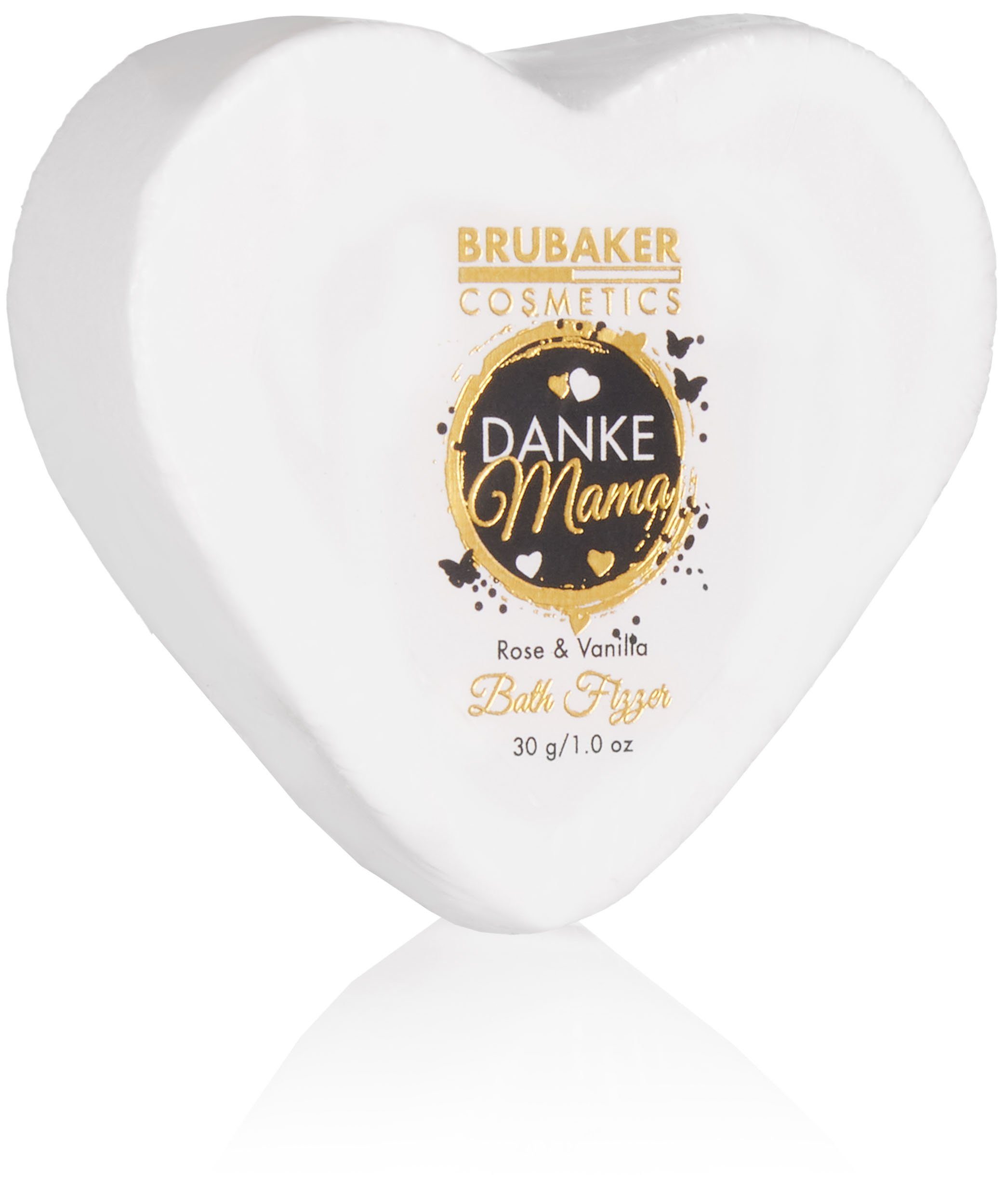 BRUBAKER Pflege-Geschenkset Danke Mama - Dusch- und Badeset mit Rosen Vanille Duft, 5-tlg., Mutter Geschenkset in Kaffeetasse mit Herz Dekor - Weiß Gold