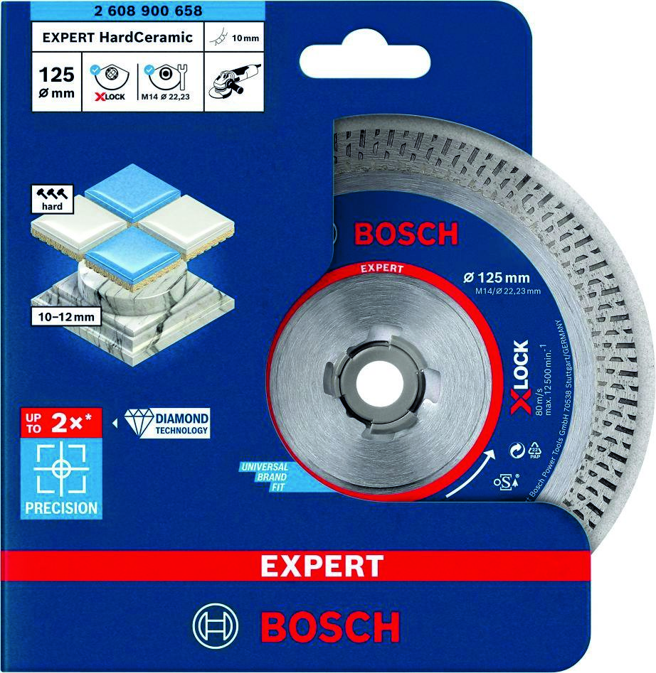 Bosch modri pribor 2608900658 Expert HardCeramic X-LOCK diamantna rezalna plošča 125 x 22,23 x 1,4 x 10 mm