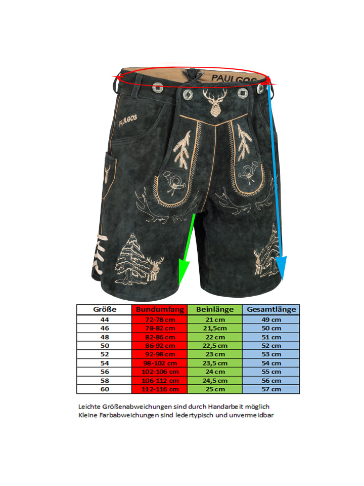 PAULGOS Lederhose Kurz Echtleder HK5 in Grau günstig kaufen