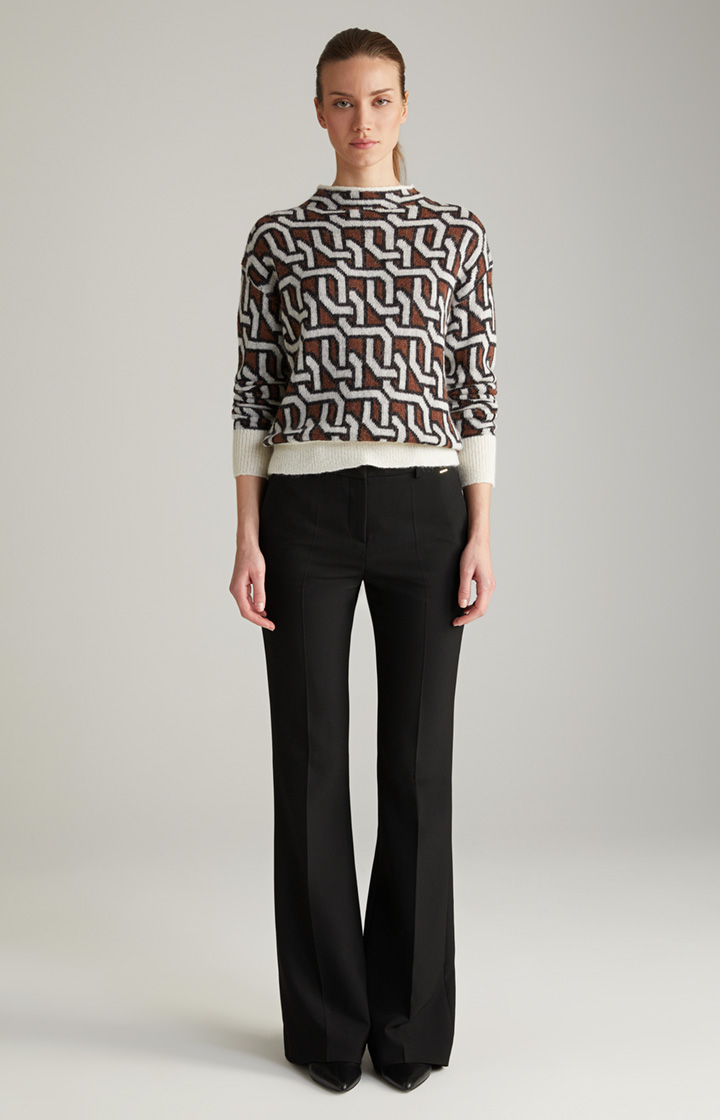 Strick-Pullover in Creme/Braun/Schwarz gemustert