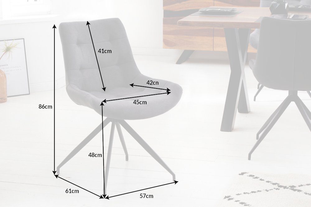 riess-ambiente Esszimmerstuhl DIVANI dunkelgrau, Esszimmer · Microfaser · Kunstleder · Metall · Retro