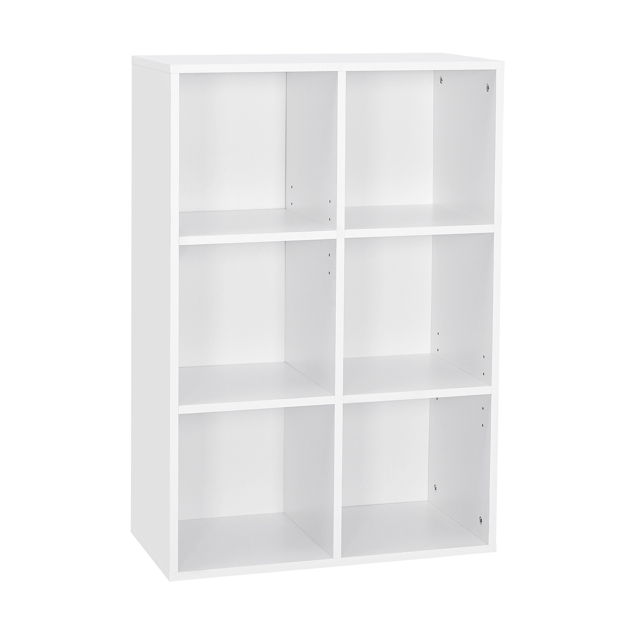 Mondeer Bücherregal Bücherschrank, Würfelregal, Standregal, mit 6 Fächern, Weiß