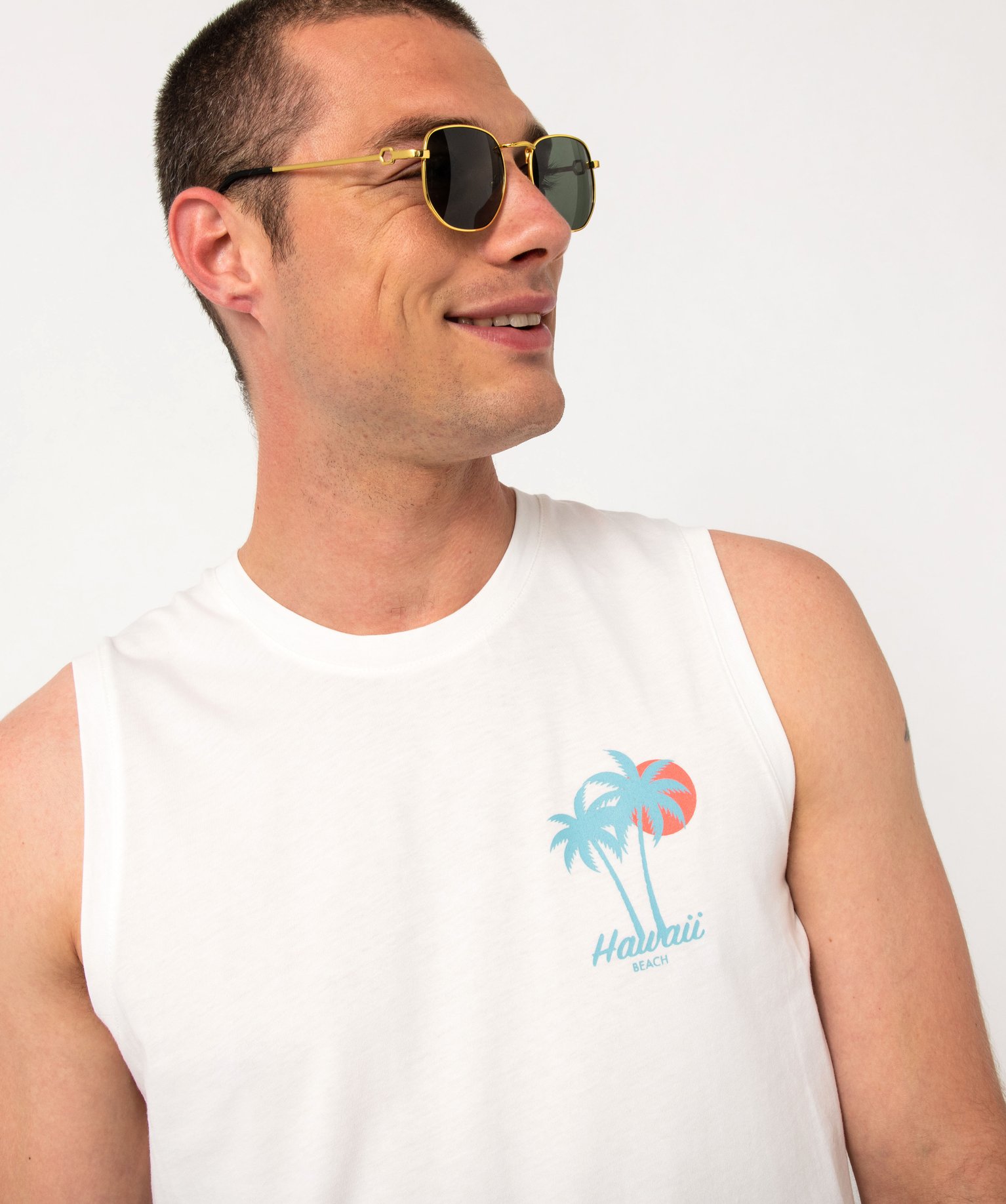 Débardeur large en coton homme blanc | GEMO