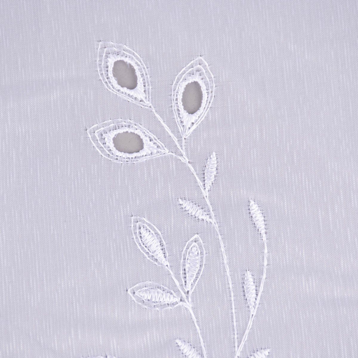 Meterware Gardinenstoff Gardinenstores Stickerei Voile Blätter Bordüre raumhoc, SCHÖNER LEBEN., leicht perforiert, Stickerei/Stickstoff, bestickt, pflegeleicht