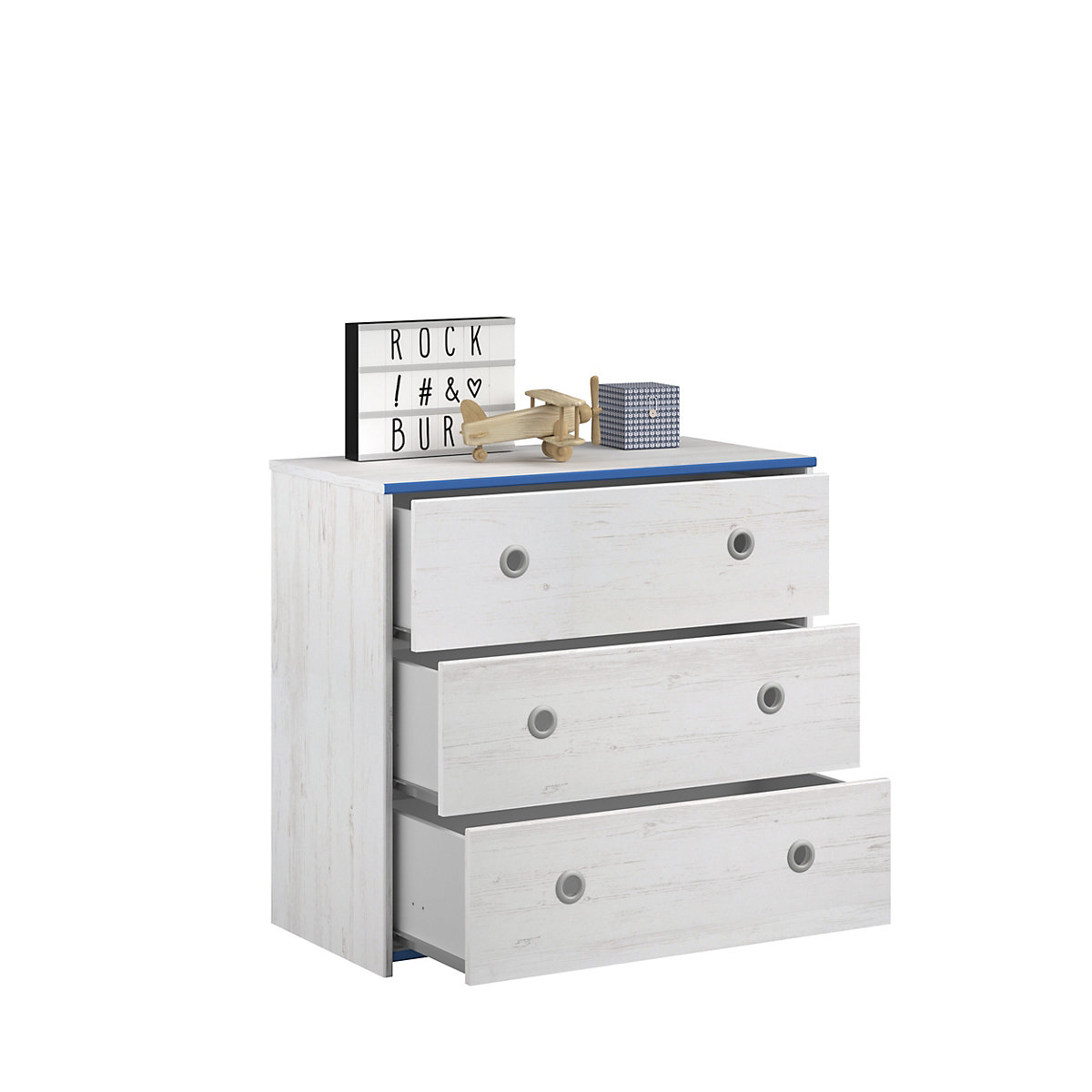 Hochbett extra hoch, mit Kommode, 